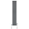 Flat Single Column Radiator & Valves - 1800mm x 280mm - Anthracite Grey