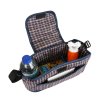 Pet Stroller Caddy Organiser Blue Tartan Pushchair Pram Travel Accessory Bag Detachable Hook & Loop Straps Elastic Cup Pouch Front Pocket Large Capacity Multifunctional Waterproof Oxford Fabric