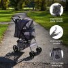 Pet Stroller Pushchair Blue Tartan Carrier Foldable Trolley Travel Cart 15kg Capacity 4 Wheels Brakes Cat Dog Safety Hook Leash Cushion Canopy Mesh Windows Basket Cup Holders & Waterproof Rain Cover