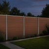 Composite Fence Panel x 8 & LED Posts x 9 - Brown