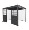 Anthracite Aluminium Pergola With White Blinds & 2 Shutter Panels - 3m x 3m