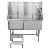 Dog Bath Professional Stainless Steel  Pet Grooming Station 600mm Extra-Large Heavy Duty Metal Wash-Tub Groomer Walk In Shower Clean | With Mixer Tap And Drainage Kit | FREE Gloves