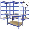 Blue Racking Bay Unit 5 Tier 3 x 120cm & 2 x 90cm Heavy Duty Steel Metal 200kg capacity Per Shelf Garage Shelves Storage Warehouse Shed Workshop Boltless Shelving 50cm Depth 180cm Height Rubber Mallet
