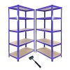 1 x Corner Garage Racking Unit & 2 x Single Racking Storage Units / 5 T-Rax Blue Steel & MDF Shelves / 4125kg capacity / 265kg per shelf / Free Rubber Mallet