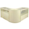 MonsterShop Leo Shop Counters Set & Glass Retail Showcase Cabinet Display, Maple, Melamine MDF