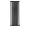 Flat Single Column Radiator & Valves - 1600mm x 560mm - Anthracite Grey
