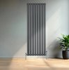 Flat Single Column Radiator & Valves - 1600mm x 560mm - Anthracite Grey