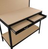 Garage Workbench Black Pegboard Drawer Shelves LED Light Heavy Duty Steel Wooden Workshop Industrial Shed DIY Work Table Desk Tool Storage Station Unit 370kg Total Capacity 40 Hooks Rubber Mallet