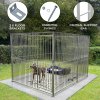 Dog Run Panels With Door Galvanised Steel Kennel Heavy Duty Walk In Animal Enclosure Pen Fence Playpen Outdoor Support Bar 5cm Bar Spacing 1.84m x 2m Modular FREE Ground Fixing Brackets & Fixing Kit