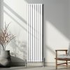 Oval Column Radiator 1800mm x 480mm Modern Designer Double Panel Central Heating Heater Gloss White Carbon Steel Vertical Kitchen Living Room Bathroom FREE Cleaning Brush Fixing Kit & Brackets