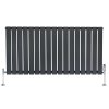 Flat Single Column Radiator & Valves - 600mm x 1190mm - Anthracite Grey