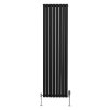Oval Column Radiator 1800mm x 480mm & TRV Chrome Valves Modern Designer Double Panel Central Heating Heater Black Steel Vertical Kitchen Living Room FREE Cleaning Brush Fixing Kit & Brackets