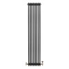 Traditional 4 Column Radiator & Valves - 1800 x 380mm - Black