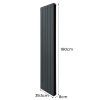 Aluminium Designer Radiator 1800mm x 395mm Vertical Double Flat Panel Column Lightweight Modern Central Heating Heater Matt Anthracite Grey Kitchen Living Room FREE Cleaning Brush Fixing Kit Brackets