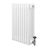 Traditional 4 Column Radiator & Valves - 600 x 425mm - White
