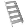 Metal Staircase 5 Section Adjustable Height 60cm / 600mm Wide Galvanised Steel Silver 5 Steps Weatherproof Grate Step Outdoor Garden Patio Modular Stairs 5mm Rod Thickness FREE Fixing Kit