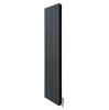 Aluminium Designer Radiator 1800mm x 395mm & TRV Chrome Valves Vertical Double Flat Panel Column Lightweight Modern Heater Matt Anthracite Grey Kitchen Living Room Cleaning Brush Fixing Kit Brackets