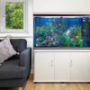 MonsterShop Fish Tank Aquarium & Starter Accessories, White Cabinet, Black Gravel, 4ft, 300L