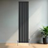 Flat Single Column Radiator & Valves - 1800mm x 420mm - Black
