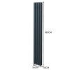 Oval Column Radiator 1800mm x 240mm & TRV Chrome Valves Modern Designer Double Panel Central Heating Heater Anthracite Grey Steel Vertical Kitchen Living Room FREE Cleaning Brush Fixing Kit & Brackets
