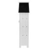 Wooden Garden Storage Shed White Tool Organiser Cabinet Beach Hut Sentry Box Lockable Doors 3 Corner Shelves 4 Door Hooks Roof Hatch Padlock 4 Keys Ground Fixing Kit Screw Covers Fir Wood Asphalt Roof