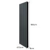Aluminium Designer Radiator 1800mm x 475mm Vertical Double Flat Panel Column Lightweight Modern Central Heating Heater Matt Anthracite Grey Kitchen Living Room FREE Cleaning Brush Fixing Kit Brackets
