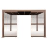 Wood Effect Aluminium Pergola With LED Lights & 2 x Side Panels - 4m x 3m