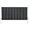 Flat Single Column Radiator & Valves - 600mm x 1190mm - Black