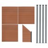 Composite Fence Panels, Angled Piece & LED Posts 6ft x 20ft - Brown