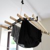 Clothes Airer Ceiling Pulley Maid Traditional Mounted Clothing Dryer 6 Lath Laundry Drying Rack Rail 1.5m Black