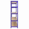 T-Rax Pack of 3 Garage Shelving Units - 5 Tier Heavy Duty Rack for Storage Steel Utility Shelves | Metal & MDF Boltless Racking Assembly System | 4200KG Capacity | 280KG Per Shelf, Blue
