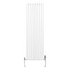 Oval Column Radiator 1600mm x 480mm & TRV Chrome Valves Modern Designer Double Panel Central Heating Heater White Steel Vertical Kitchen Living Room FREE Cleaning Brush Fixing Kit & Brackets