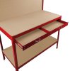 Garage Workbench Red Pegboard Drawer Shelves LED Light Heavy Duty Steel Wooden Workshop Industrial Shed DIY Work Table Desk Tool Storage Station Unit 370kg Total Capacity 40 Hooks Rubber Mallet