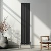 Oval Column Radiator 1800mm x 360mm Modern Designer Double Panel Central Heating Heater Matt Black Carbon Steel Vertical Kitchen Living Room Bathroom FREE Cleaning Brush Fixing Kit & Brackets