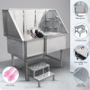 Dog Bath Professional Stainless Steel  Pet Grooming Station 600mm Extra-Large Heavy Duty Metal Wash-Tub Groomer Walk In Shower Clean | With Mixer Tap And Drainage Kit | FREE Gloves