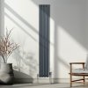 Oval Column Radiator 1800mm x 240mm & TRV Chrome Valves Modern Designer Double Panel Central Heating Heater Anthracite Grey Steel Vertical Kitchen Living Room FREE Cleaning Brush Fixing Kit & Brackets