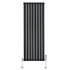 Flat Single Column Radiator & Valves - 1600mm x 560mm - Black