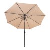 White Foldable Picnic Table and Bench Set + Beige LED Tilt Parasol 2.7m
