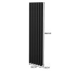 Oval Column Radiator 1600mm x 360mm Modern Designer Double Panel Central Heating Heater Matt Black Carbon Steel Vertical Kitchen Living Room Bathroom FREE Cleaning Brush Fixing Kit & Brackets