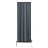 Oval Column Radiator 1800mm x 600mm & TRV Chrome Valves Modern Designer Double Panel Central Heating Heater Anthracite Grey Steel Vertical Kitchen Living Room FREE Cleaning Brush Fixing Kit & Brackets
