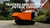 Mini Dumper Tracked Power Barrow 500kg Load Petrol Tipper Transporter 270cc 9HP Hydraulic Tipping 4 Speed Gears 3 Forward 1 Reverse Safety Brake Steel Skip Utility FREE Ramps Snow Shovel Extension Box