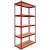 1 x Corner Garage Racking Unit & 4 x Single Racking Storage Units / 5 Z-Rax Red Steel & MDF Shelves / 8525kg capacity / 265kg per shelf / Free Rubber Mallet