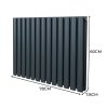 Oval Column Radiator 600mm x 780mm Modern Designer Double Panel Central Heating Heater Matt Anthracite Grey Carbon Steel Horizontal Kitchen Living Room FREE Cleaning Brush Fixing Kit & Brackets
