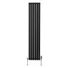 Oval Column Radiator 1800mm x 360mm & TRV Chrome Valves Modern Designer Double Panel Central Heating Heater Black Steel Vertical Kitchen Living Room FREE Cleaning Brush Fixing Kit & Brackets
