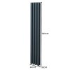 Oval Column Radiator 1600mm x 240mm & TRV Chrome Valves Modern Designer Double Panel Central Heating Heater Anthracite Grey Steel Vertical Kitchen Living Room FREE Cleaning Brush Fixing Kit & Brackets