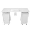 Professional Manicure Table Nail Technician Beauty Salon Tech Station Storage Desk Built In Dust Collector Fan Removable Cushion Rubber Mat 8 Castor Wheels 3 Pull Out Drawers 1 Cupboard 2 Shelves