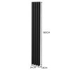 Oval Column Radiator 1800mm x 240mm Modern Designer Double Panel Central Heating Heater Matt Black Carbon Steel Vertical Kitchen Living Room Bathroom FREE Cleaning Brush Fixing Kit & Brackets