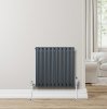 Oval Single Column Radiator & Valves - 600mm x 600mm - Anthracite Grey