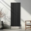 Oval Column Radiator 1600mm x 600mm Modern Designer Double Panel Central Heating Heater Matt Black Carbon Steel Vertical Kitchen Living Room Bathroom FREE Cleaning Brush Fixing Kit & Brackets