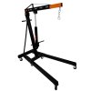 Engine Crane 2 Tonne Ton 2000kg Hydraulic Pump Handle Folding Legs Hoist Lift Jack Stand Handle 6 Portable Heavy Duty Wheels Workshop Garage 4 JIB Positions Chain Hook Black Powder Coated Steel